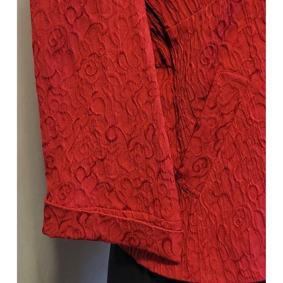 Ruby Red Women's Blazer Size 16 Red with Geometric Design 3/4 Sleeves - Picture 3 of 5